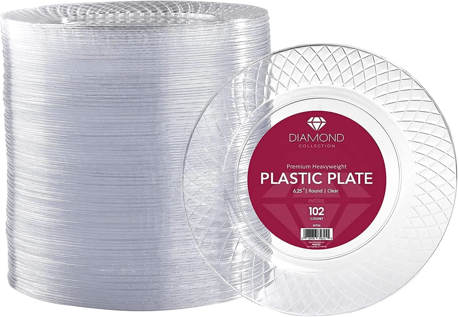 102 Clear Plastic Plates Disposable - 625" Heavy Duty Hard Plastic Clear Plates