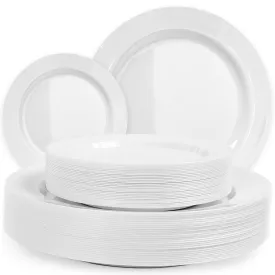 120 White Plastic Plates Disposable, Heavy Duty For Party - 60 Dinner Plates 102