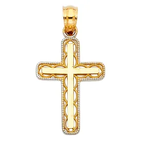 14K Gold Cross Religious Charm Pendant