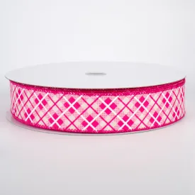 1.5" Argyle Plaid Ribbon: Pink (50 Yards)