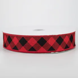 1.5" Diagonal Check Ribbon: Red & Black (50 Yards)