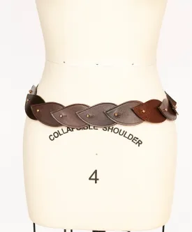 1970s Belt Leather Leaf Waist Cinch