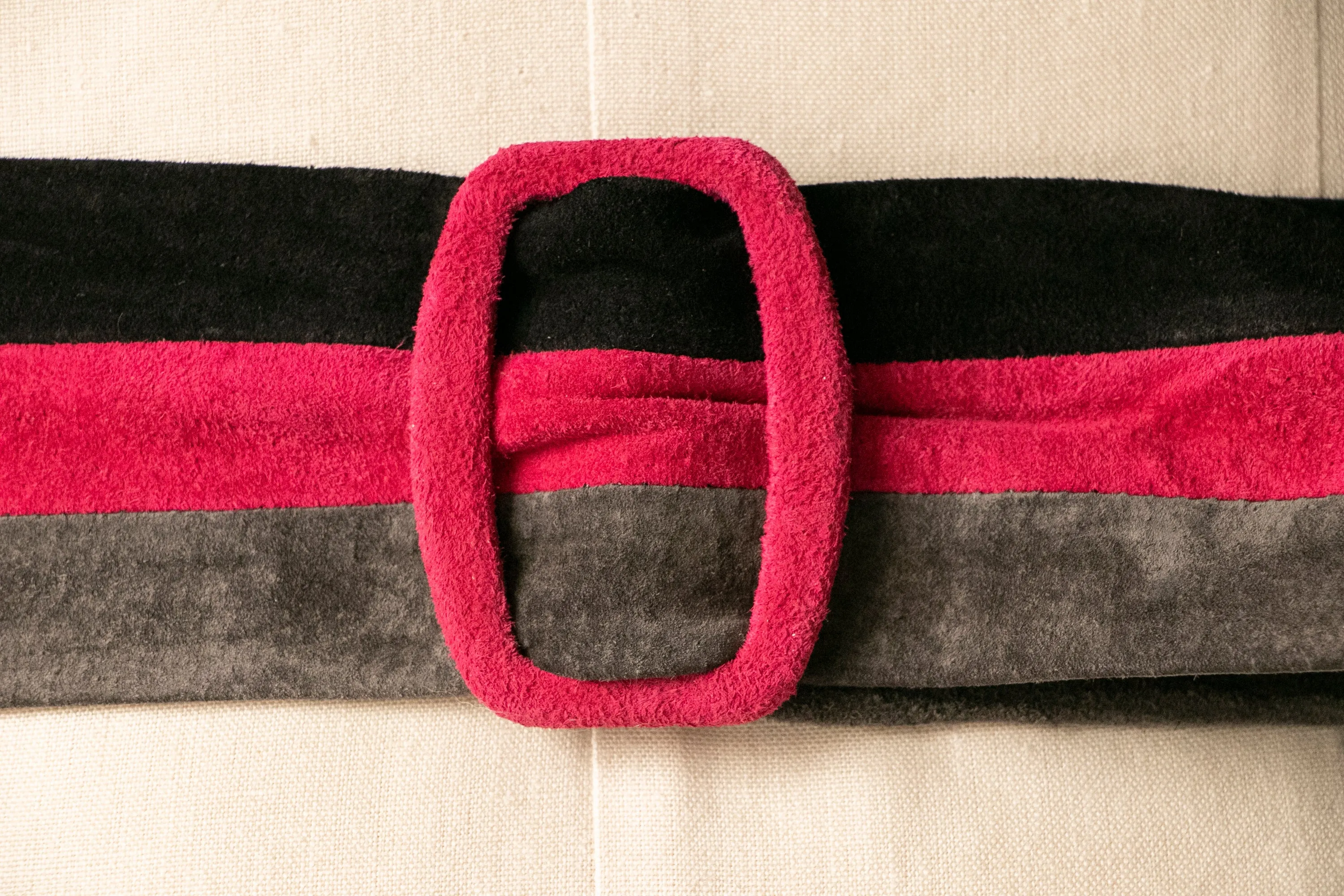 1980s Belt Suede Color Block Cinch Waist L