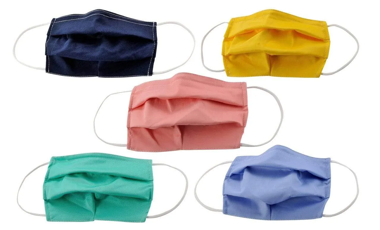 5-Pack Pleated Reusable Cotton Non-Medical Masks with Adjustable Nose Bridge