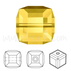 5601 Swarovski cube beads light topaz 6mm (2)