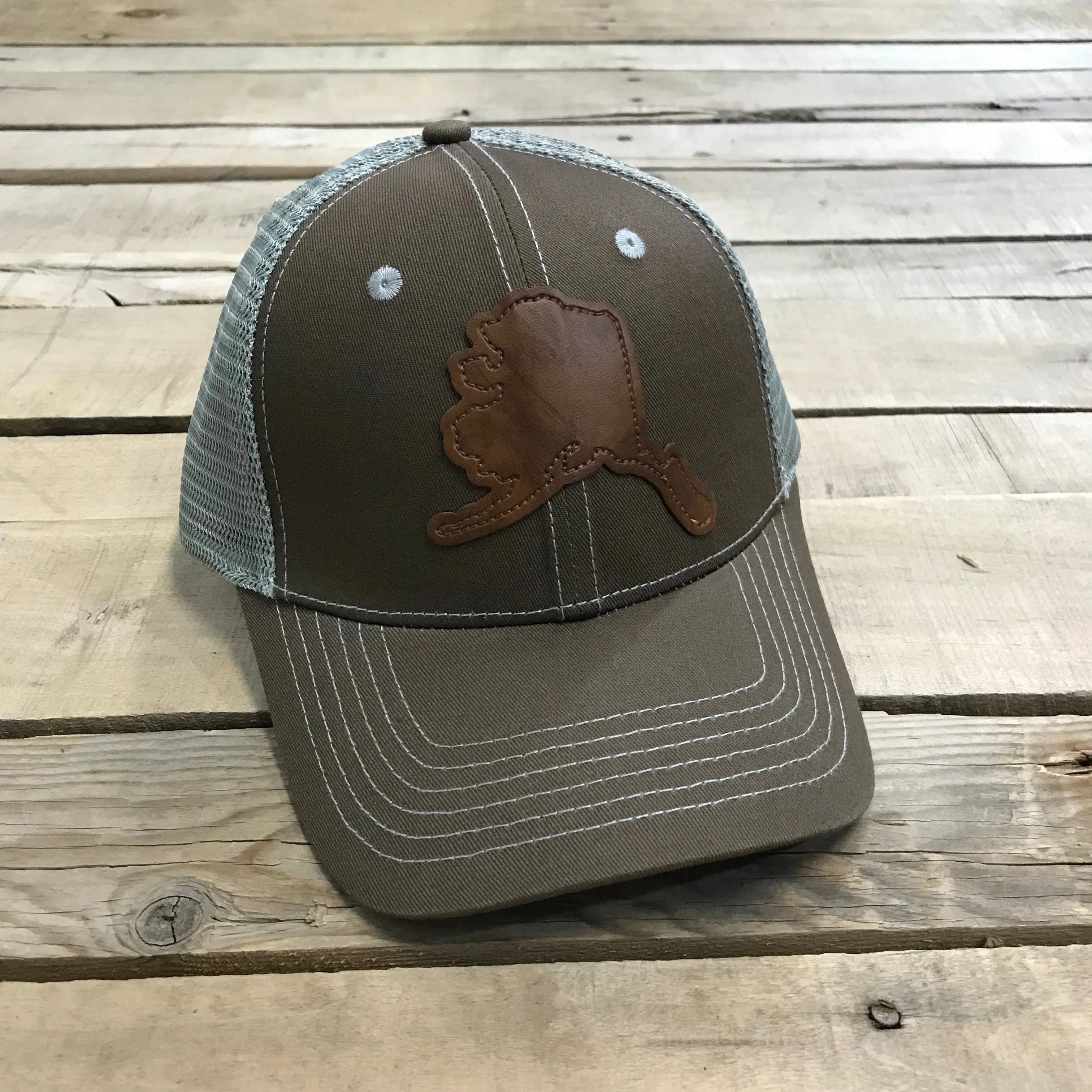 Alaska Leather Patch Trucker Hat