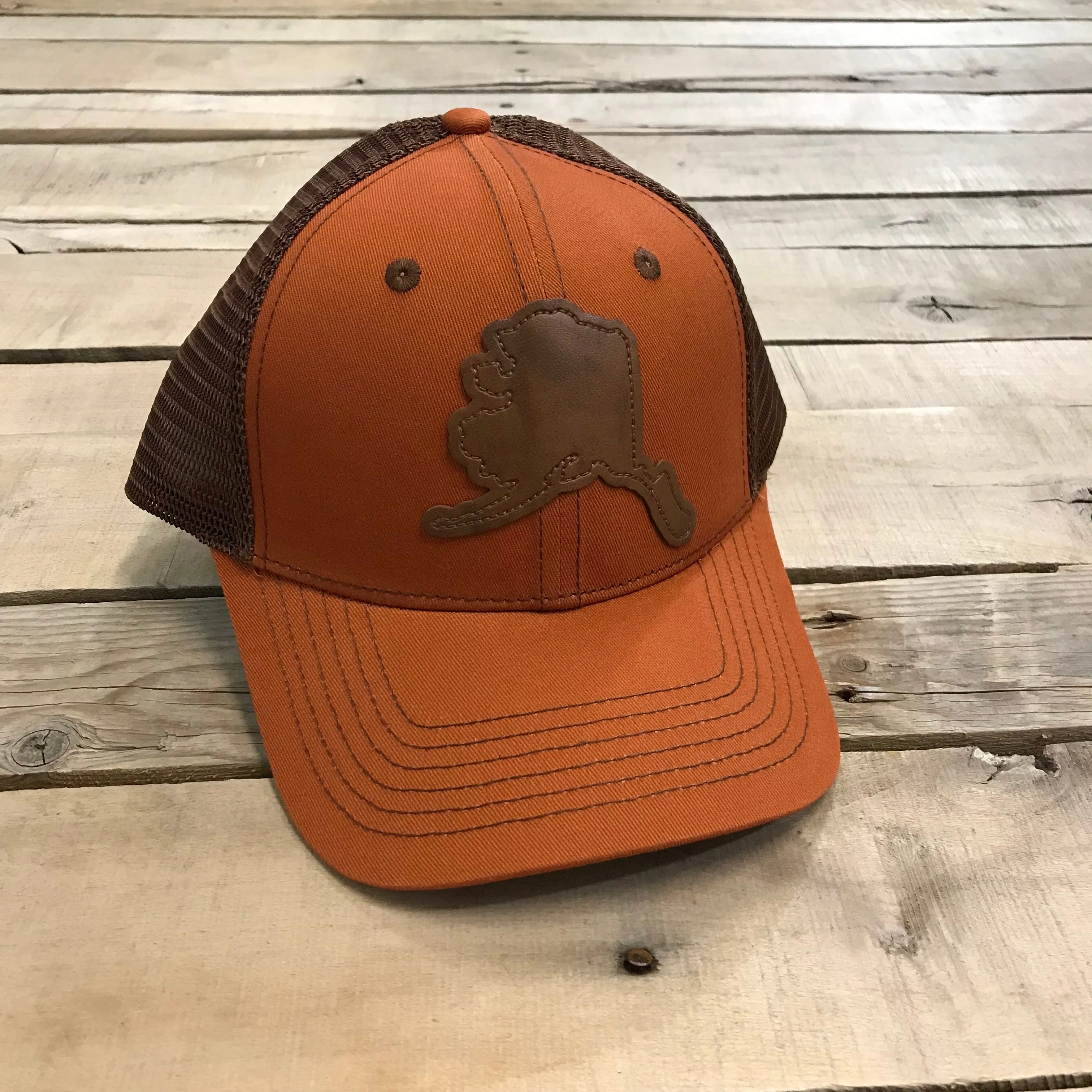 Alaska Leather Patch Trucker Hat