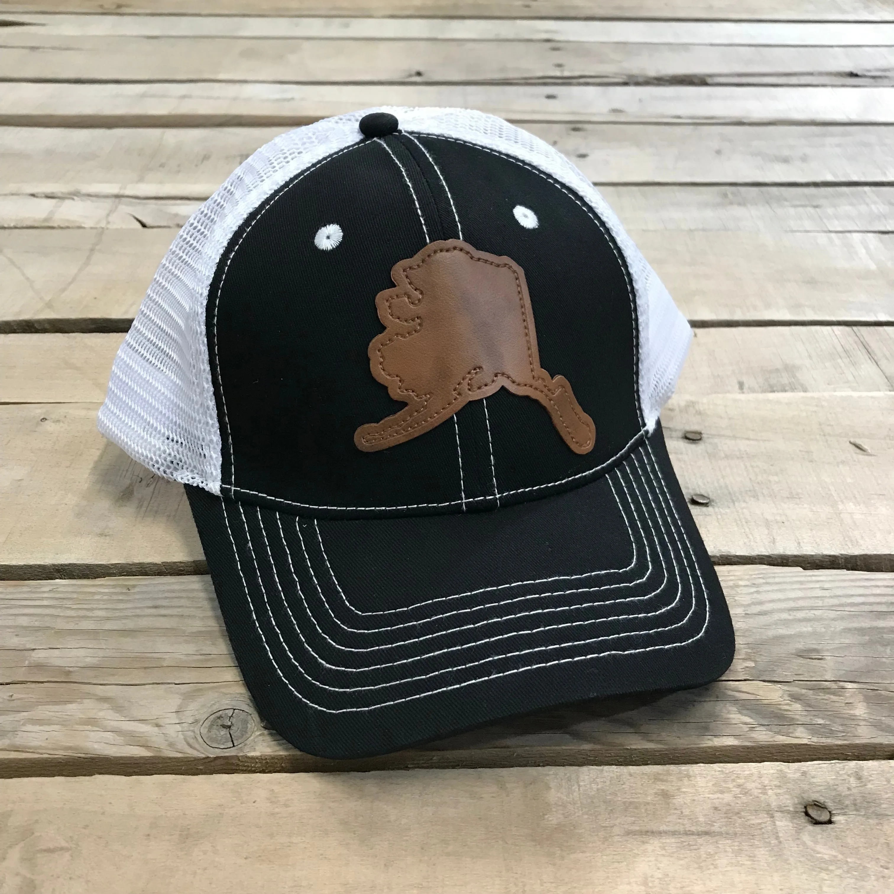 Alaska Leather Patch Trucker Hat