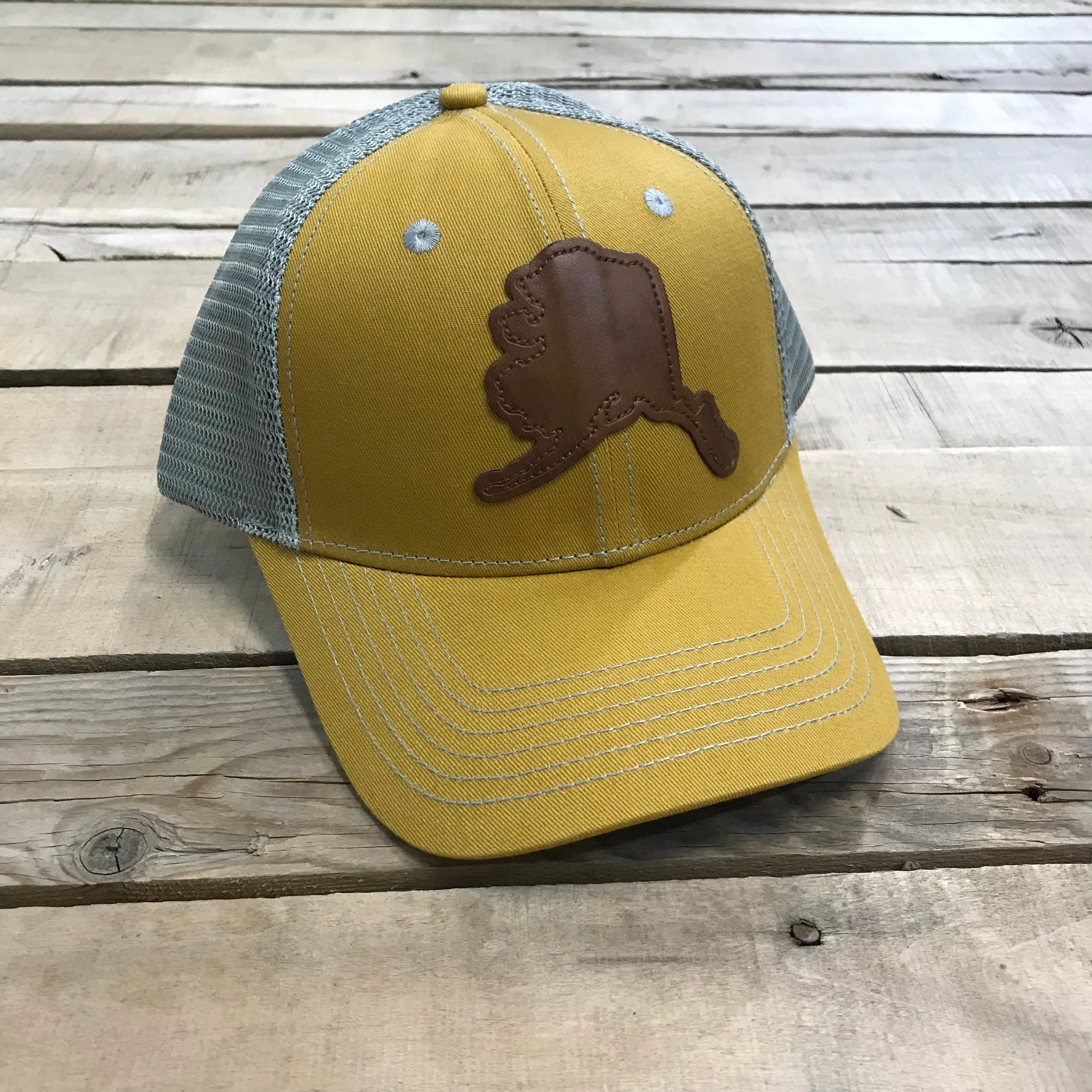 Alaska Leather Patch Trucker Hat