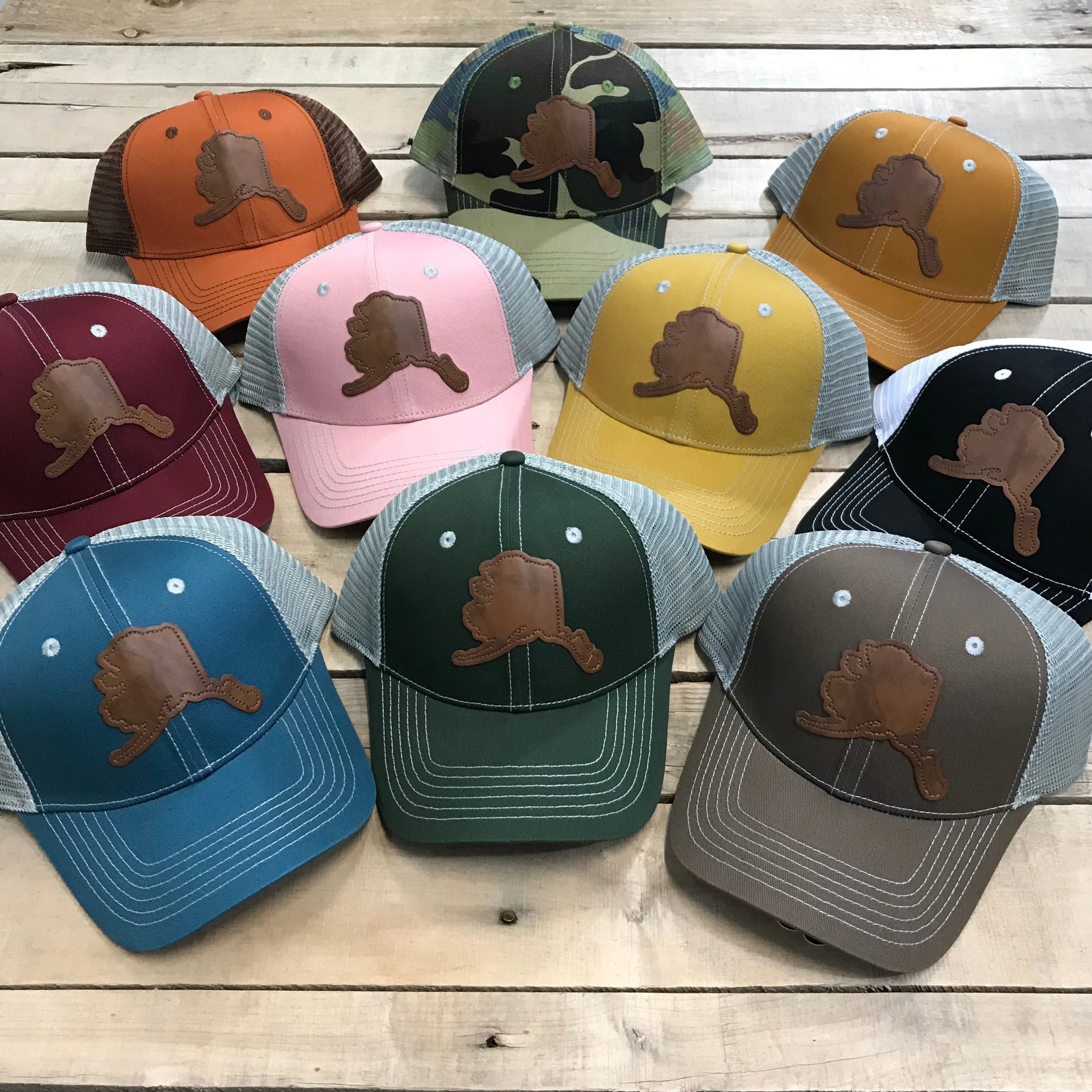 Alaska Leather Patch Trucker Hat