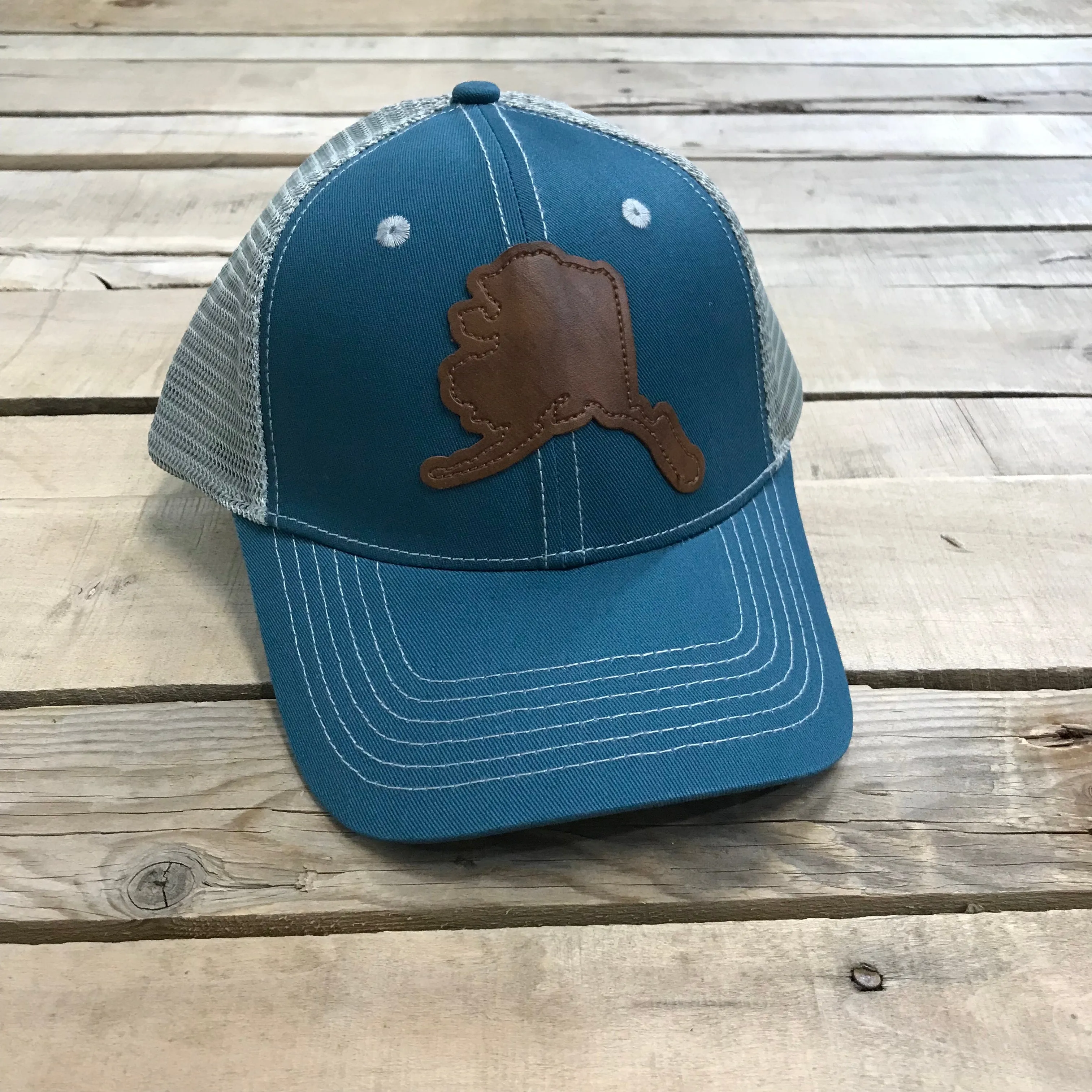 Alaska Leather Patch Trucker Hat