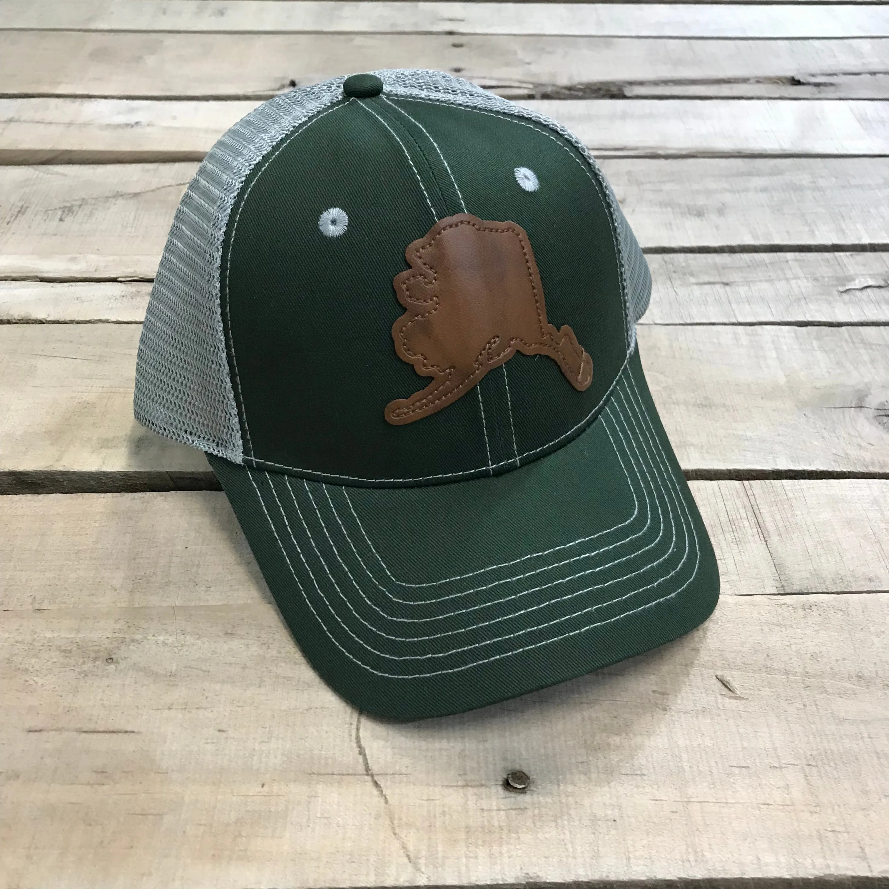 Alaska Leather Patch Trucker Hat