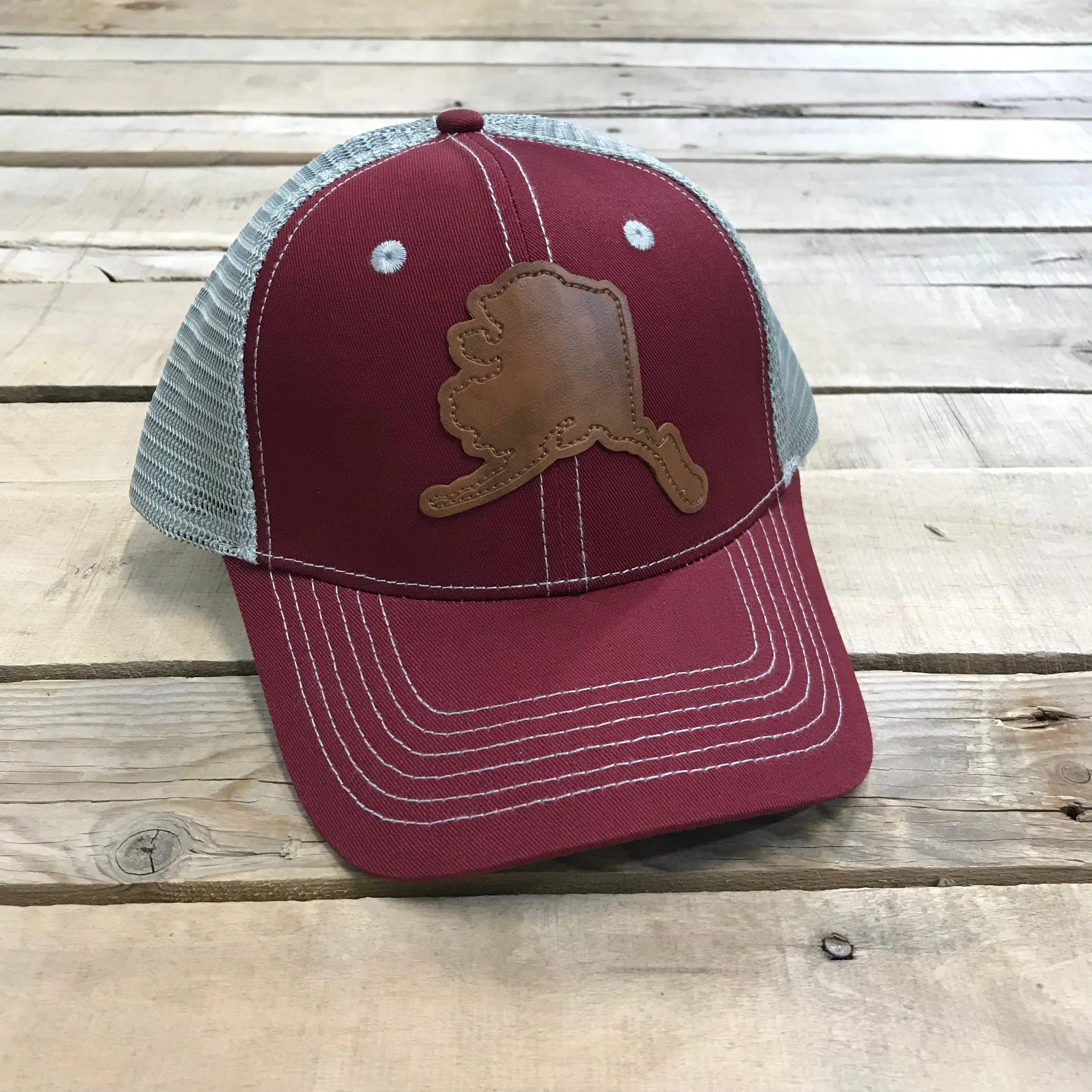 Alaska Leather Patch Trucker Hat