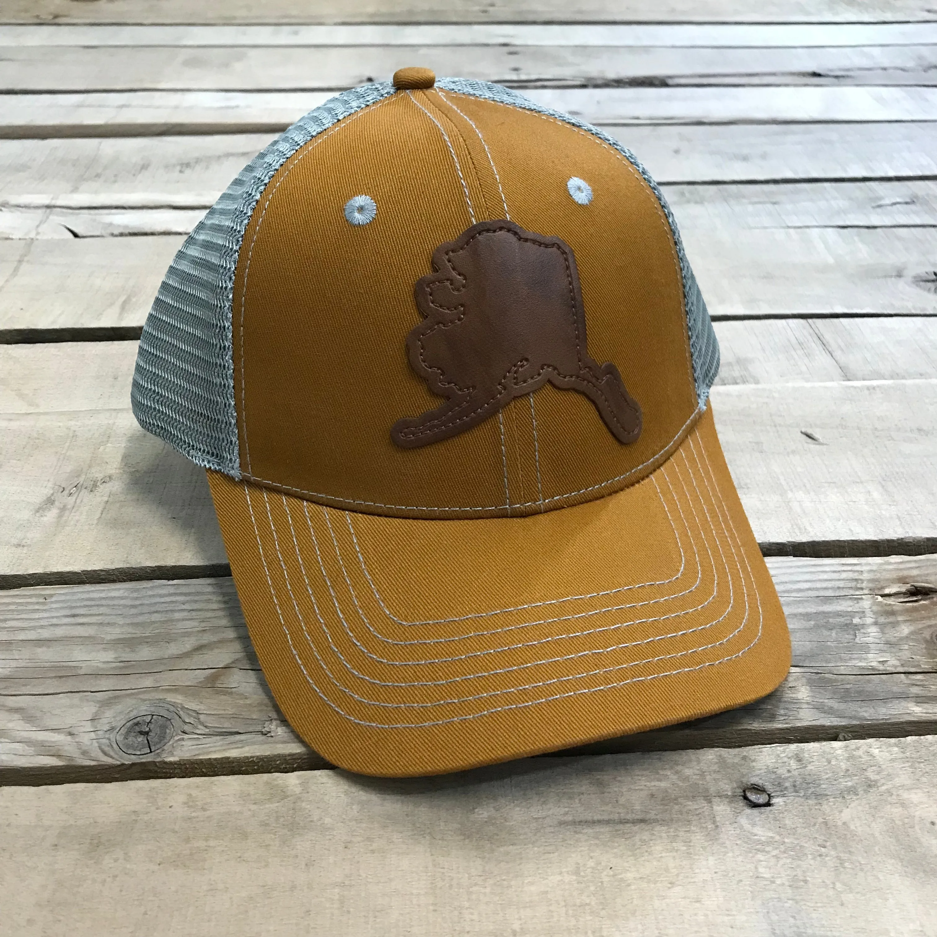 Alaska Leather Patch Trucker Hat