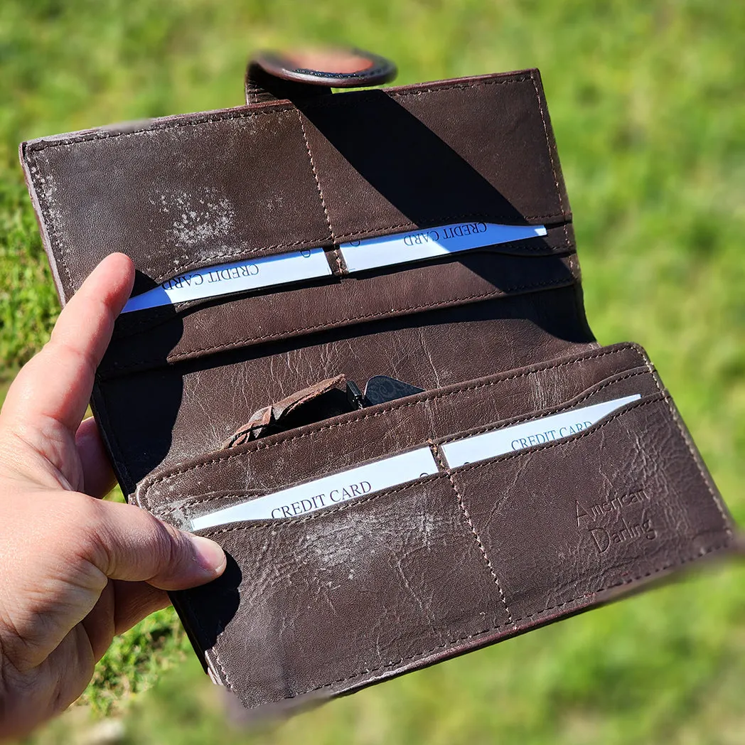 American Darling Black & Red Tooled Leather Wallet