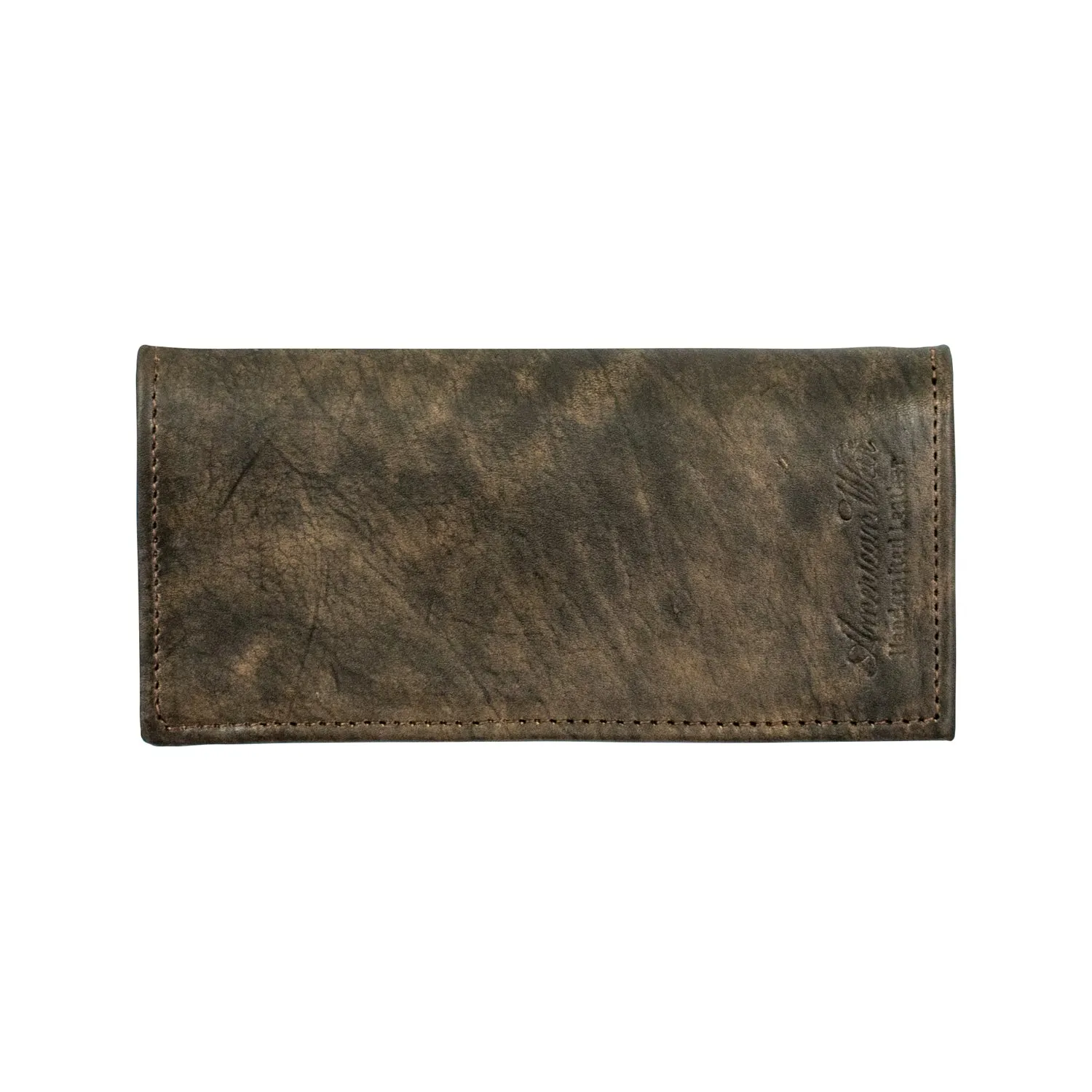 American West Mens Concho Tooled Distressed Charcoal Brown Leather Rodeo Wallet