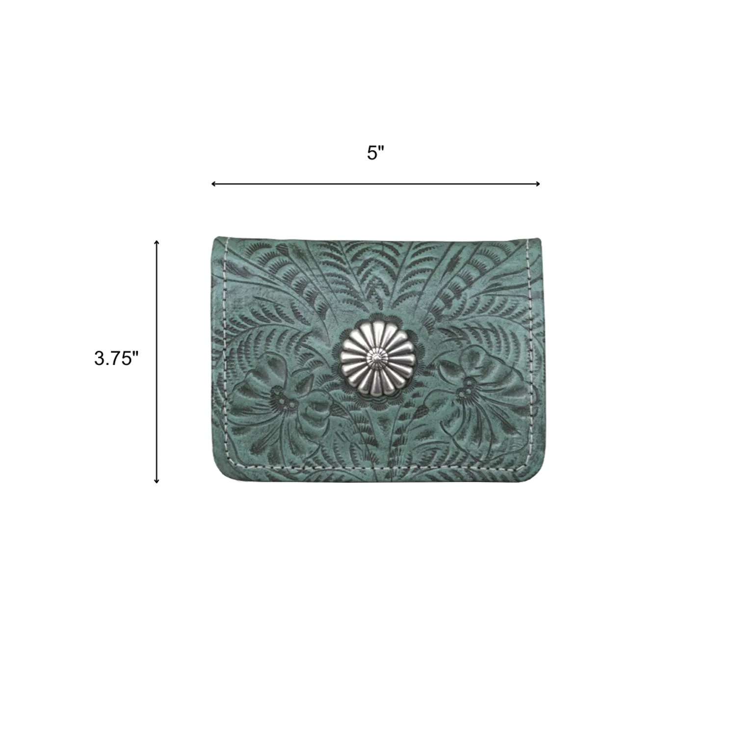 American West Womens Small Concho Light Turquoise Leather Trifold Wallet