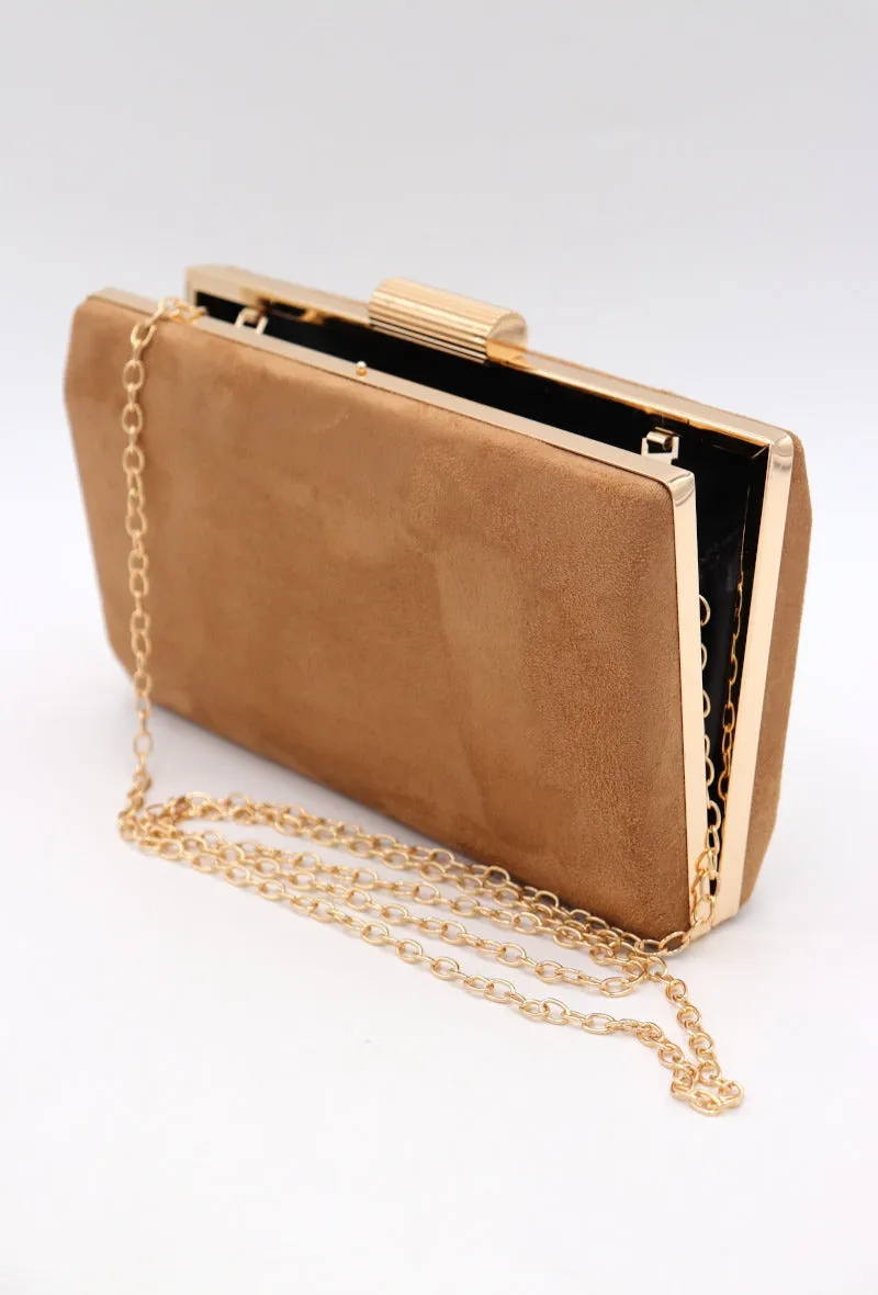 Annika Suede Clutch (Camel)