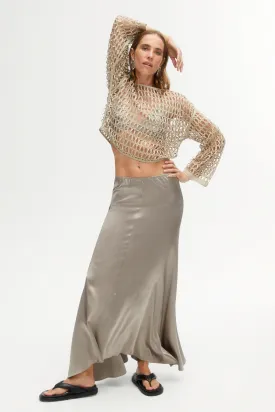 Asymmetrical Beige Long Skirt