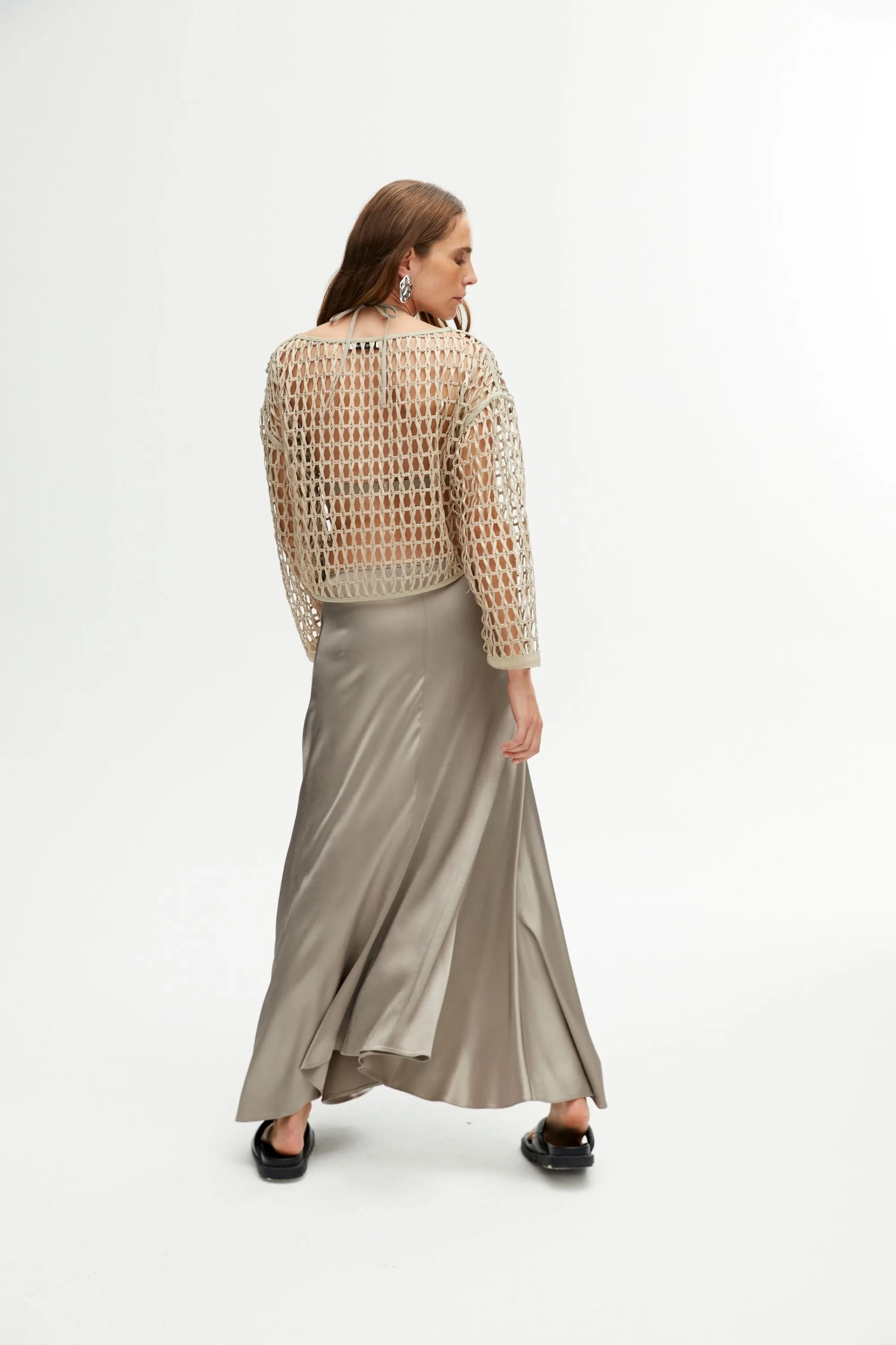 Asymmetrical Beige Long Skirt