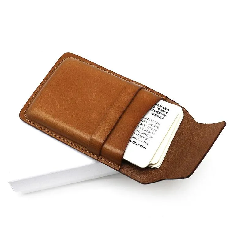 Badass Leather Mens Card Wallet Front Pocket Wallets Small Slim Wallet Change Wallet for Men