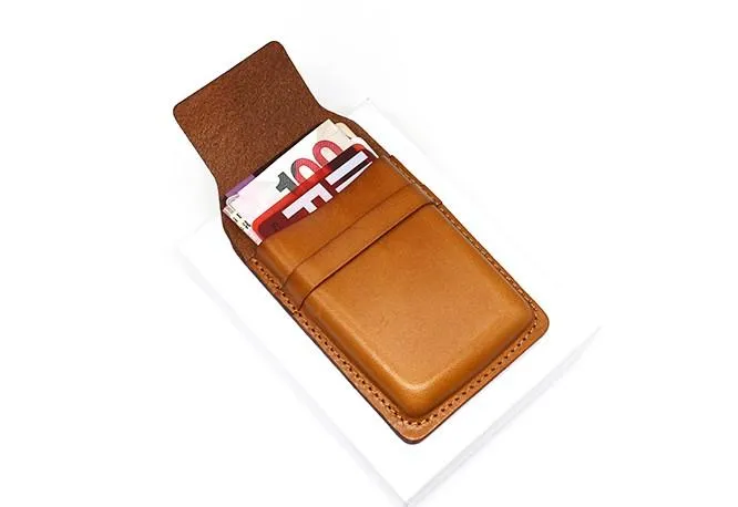 Badass Leather Mens Card Wallet Front Pocket Wallets Small Slim Wallet Change Wallet for Men