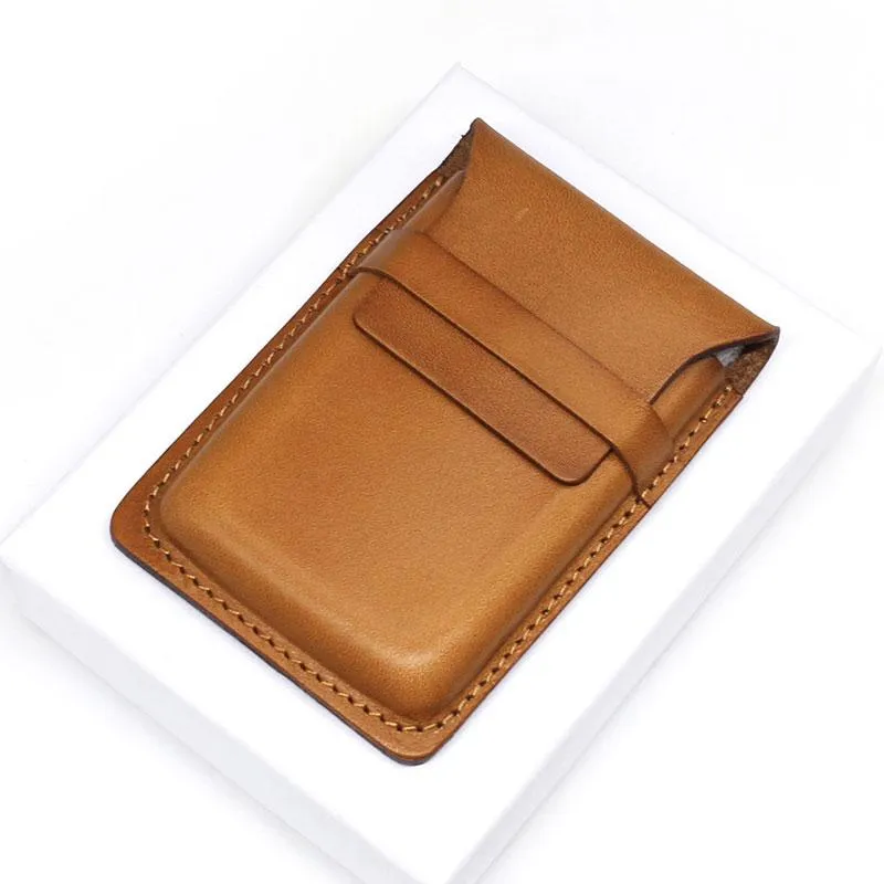 Badass Leather Mens Card Wallet Front Pocket Wallets Small Slim Wallet Change Wallet for Men