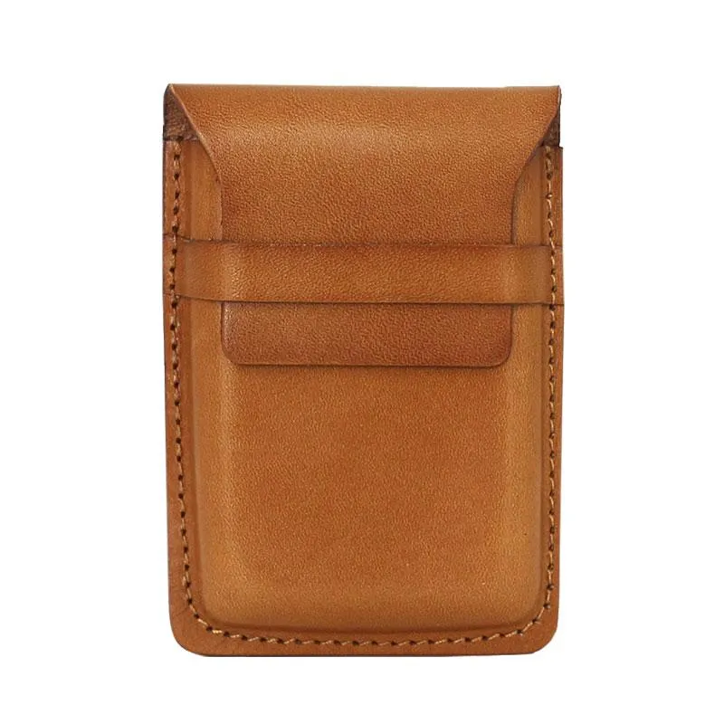 Badass Leather Mens Card Wallet Front Pocket Wallets Small Slim Wallet Change Wallet for Men