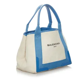 Balenciaga Navy Cabas S Canvas Tote Bag