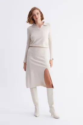 Basic Knitwear Skirt with Slit