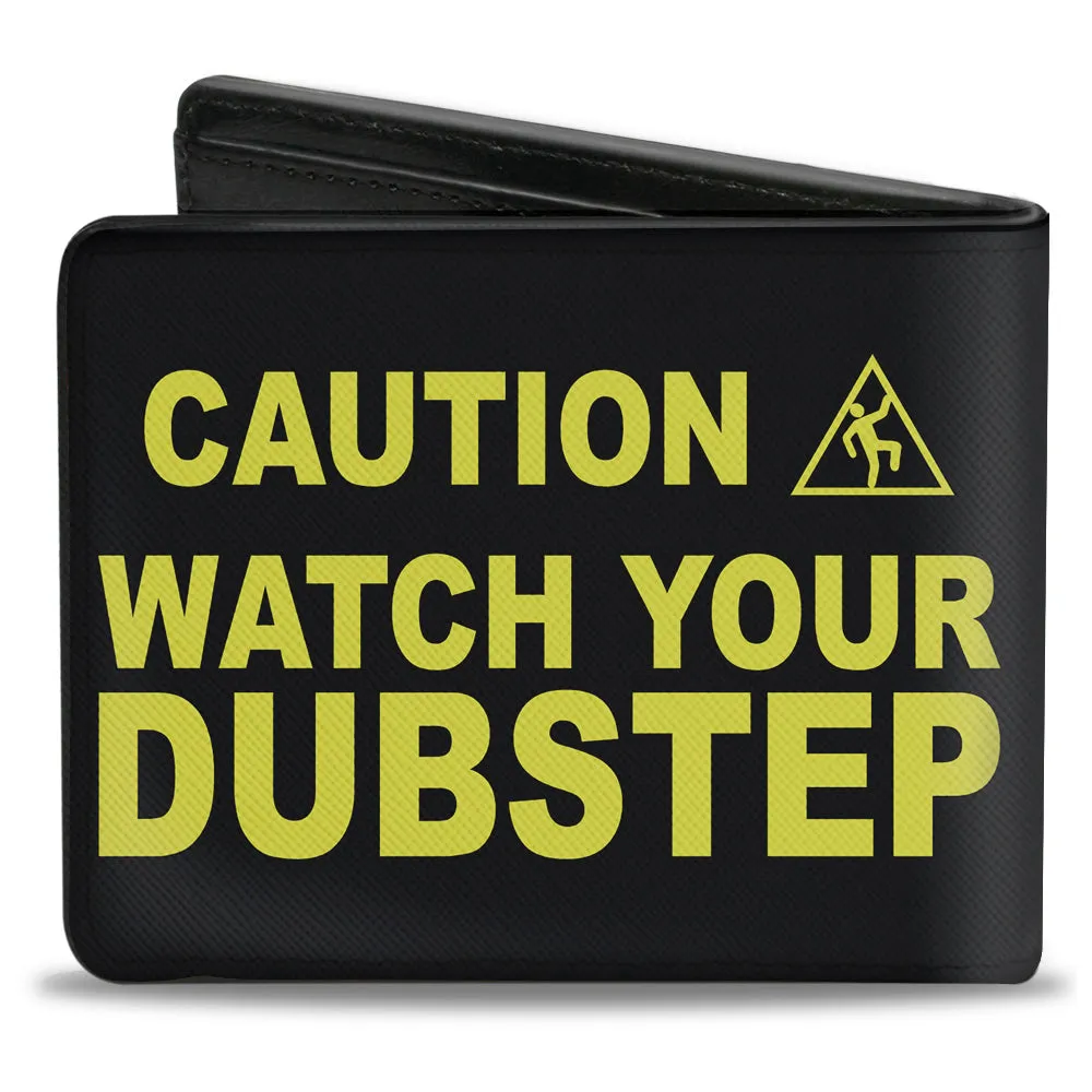 Bi-Fold Wallet - CAUTION WATCH YOUR DUBSTEP Black Yellow by Buckle-Down