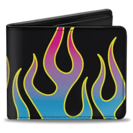 Bi-Fold Wallet - Flames Black Blue Pink by Buckle-Down