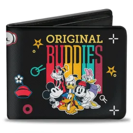 Bi-Fold Wallet - Sensational Six ORIGINAL BUDDIES Group Pose Icons Scattered Black Multi Color by Buckle-Down