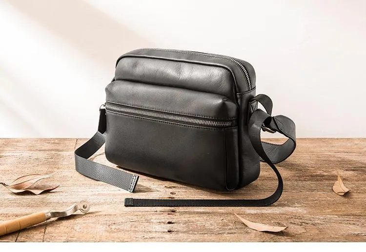 Black Cool Leather Mens Small Postman Bag Brown Messenger Bags Courier Bag for Men