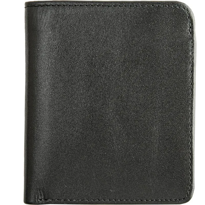 Black Cool Leather Mens Small Wallet billfold Wallet Bifold Vintage SLim Wallet for Men