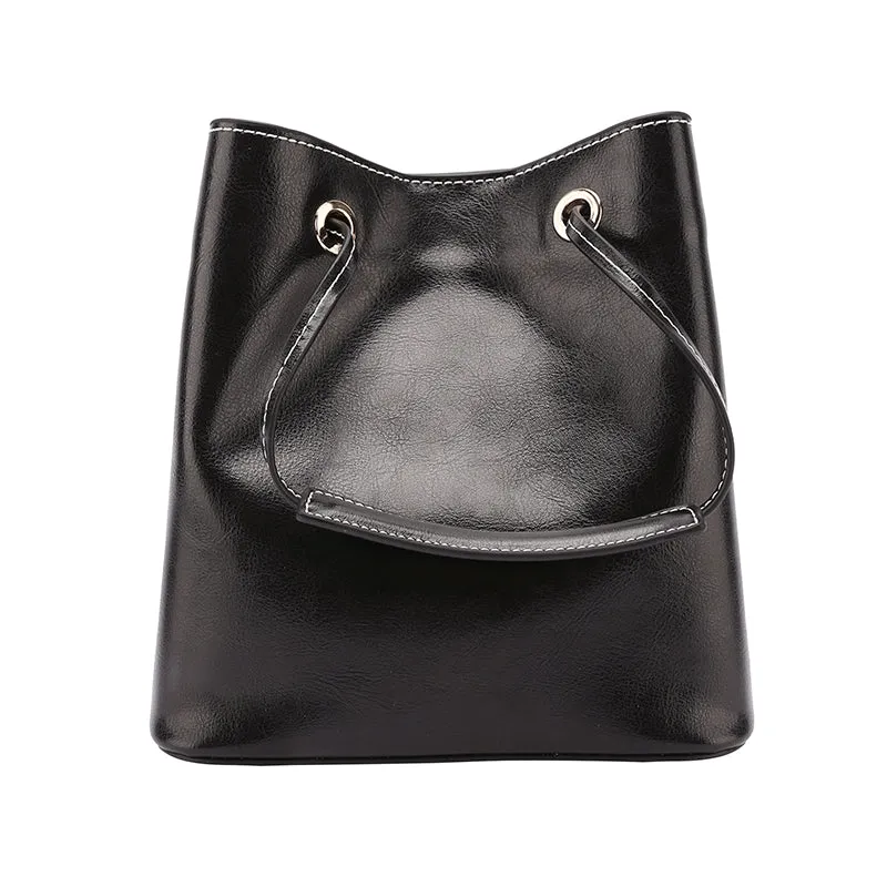 Black Leather Womens Small Handbag Purse Shoulder Bag For Women