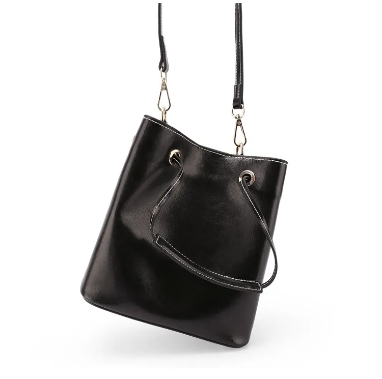 Black Leather Womens Small Handbag Purse Shoulder Bag For Women