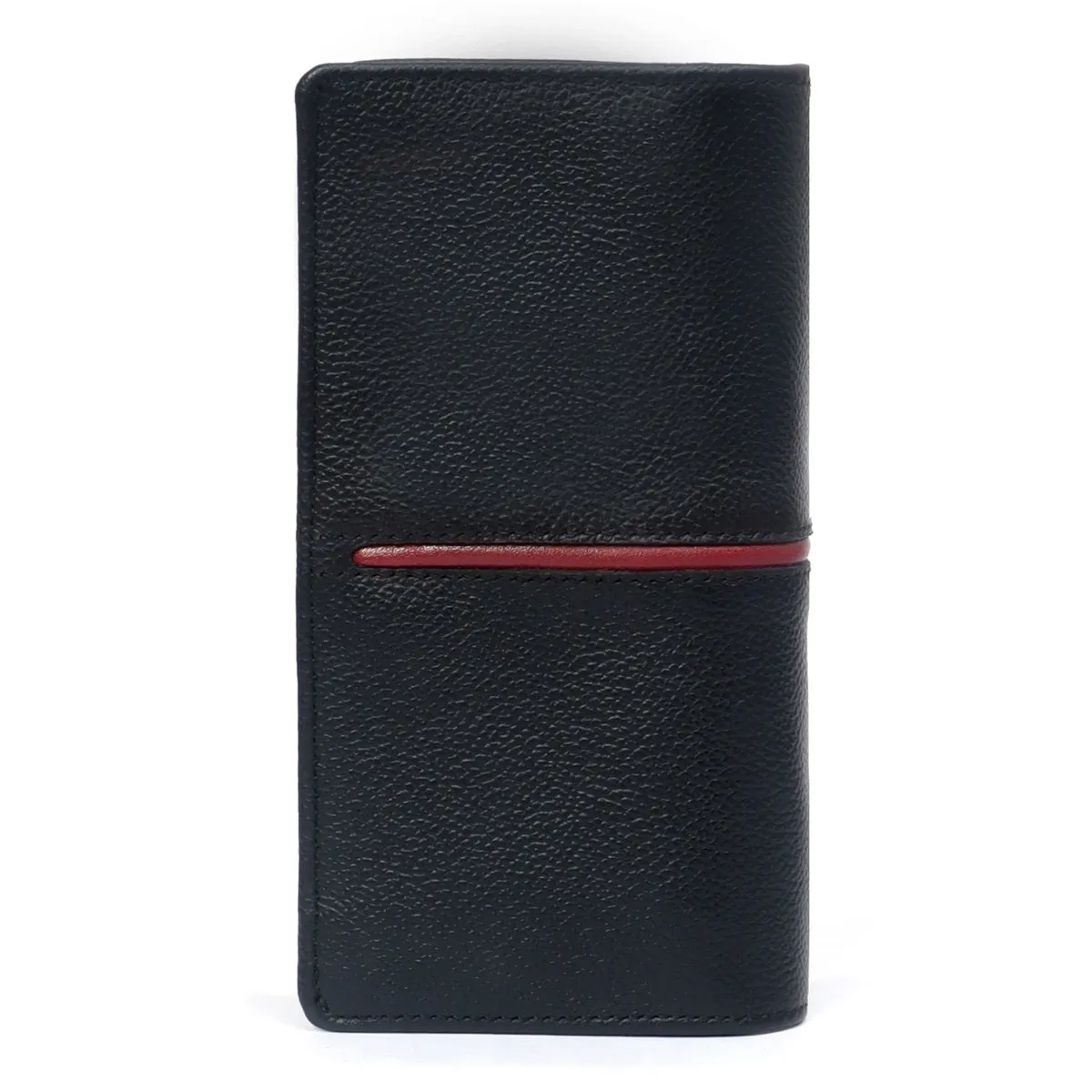 Black Textured Leather Wallet with Long Zip Compartment