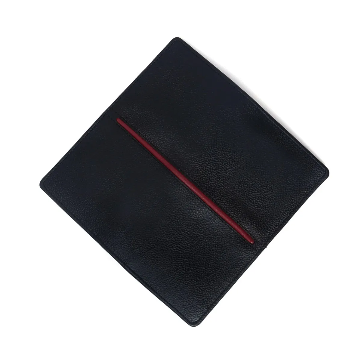 Black Textured Leather Wallet with Long Zip Compartment