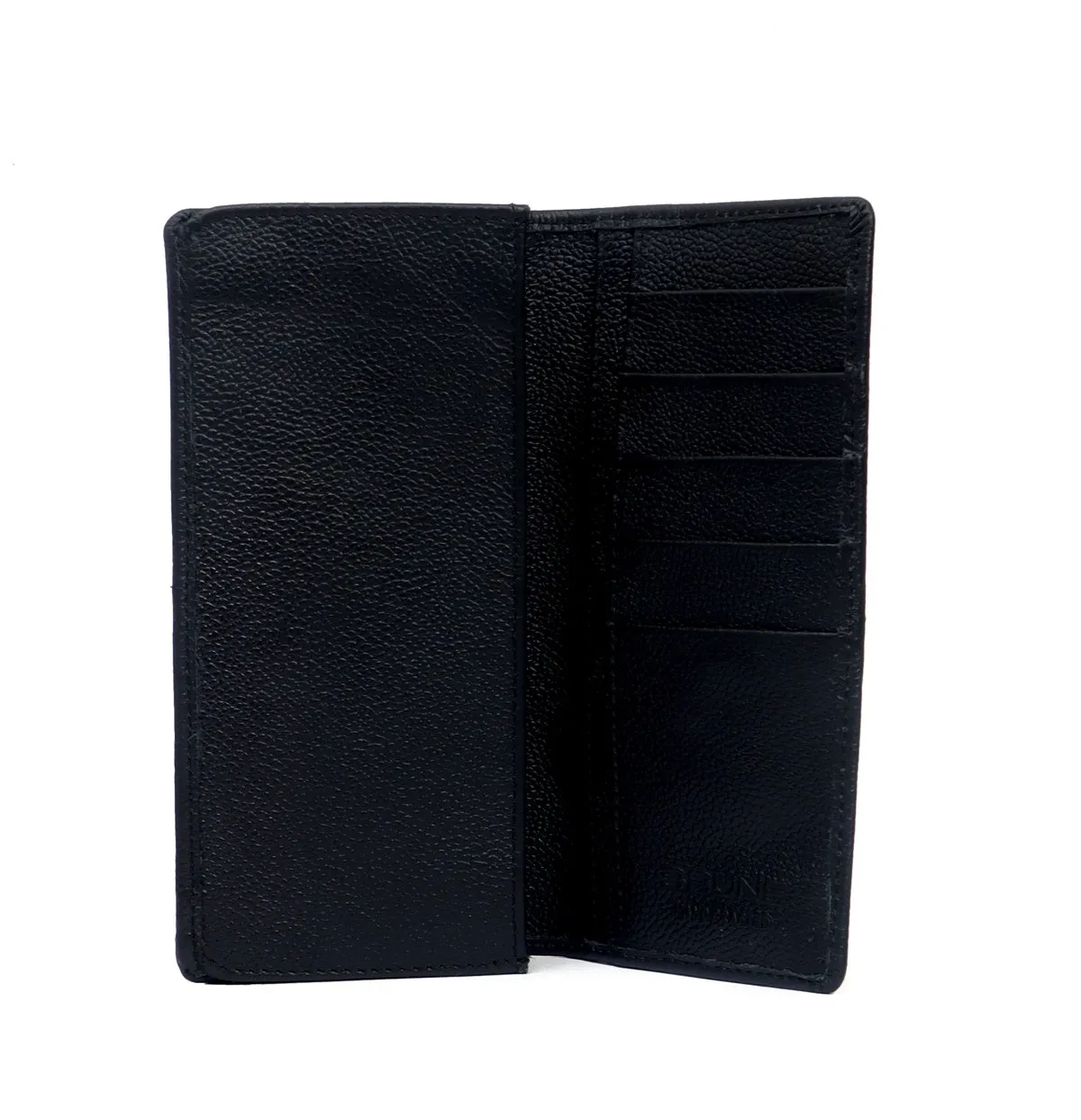 Black Textured Leather Wallet with Long Zip Compartment