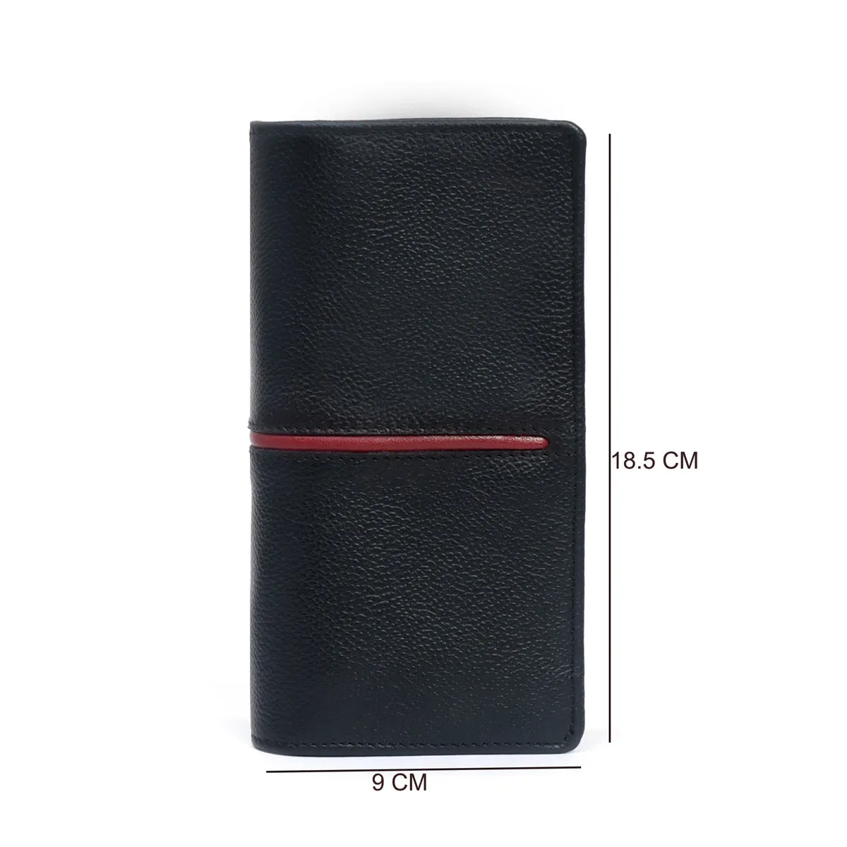 Black Textured Leather Wallet with Long Zip Compartment