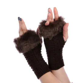 Brown Faux Fur Arm Warmers