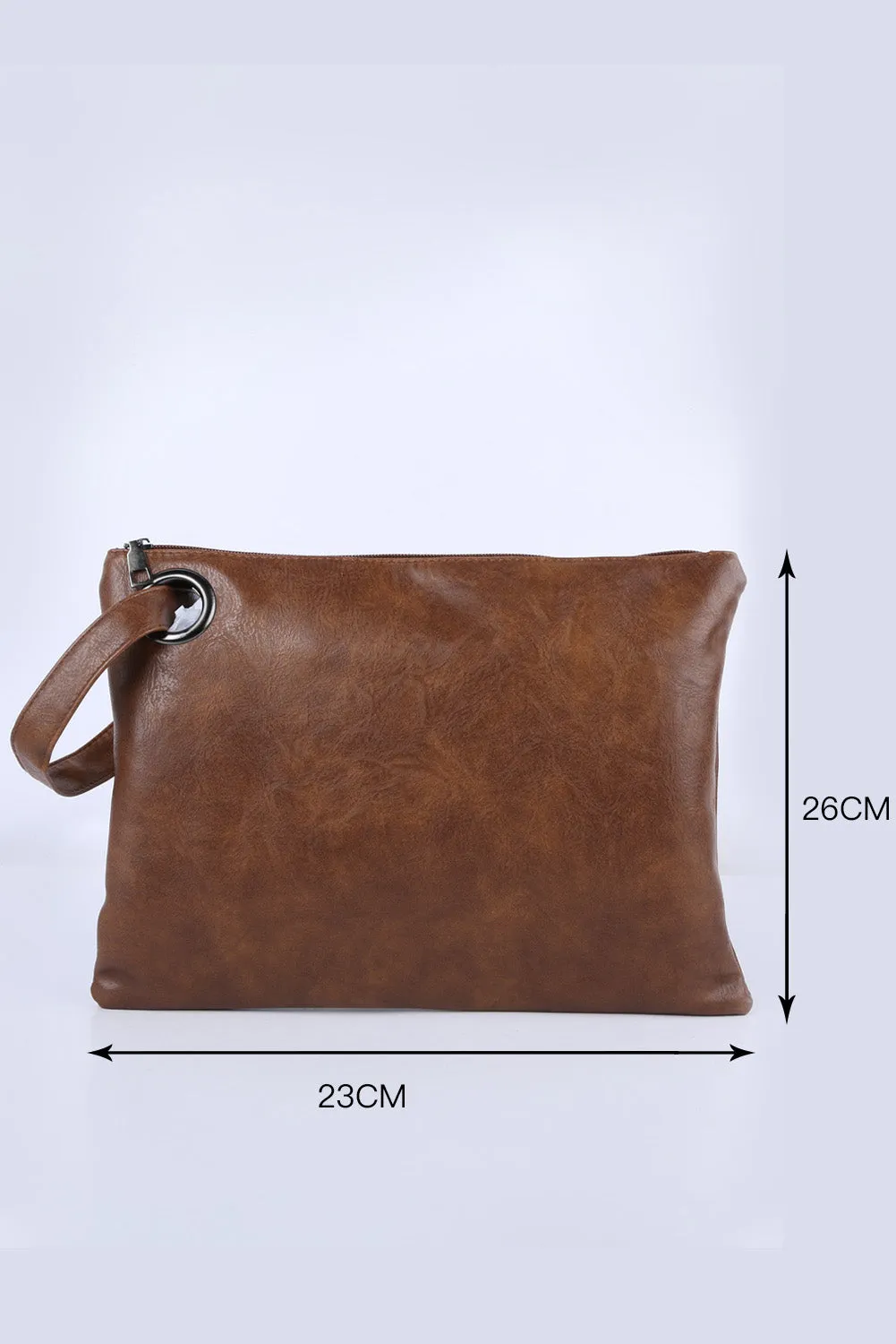 Brown Vintage Leather Oversized Clutch Bag