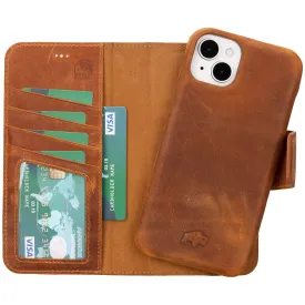 Burkley iPhone 15 Plus Wallet Case, Golden Brown