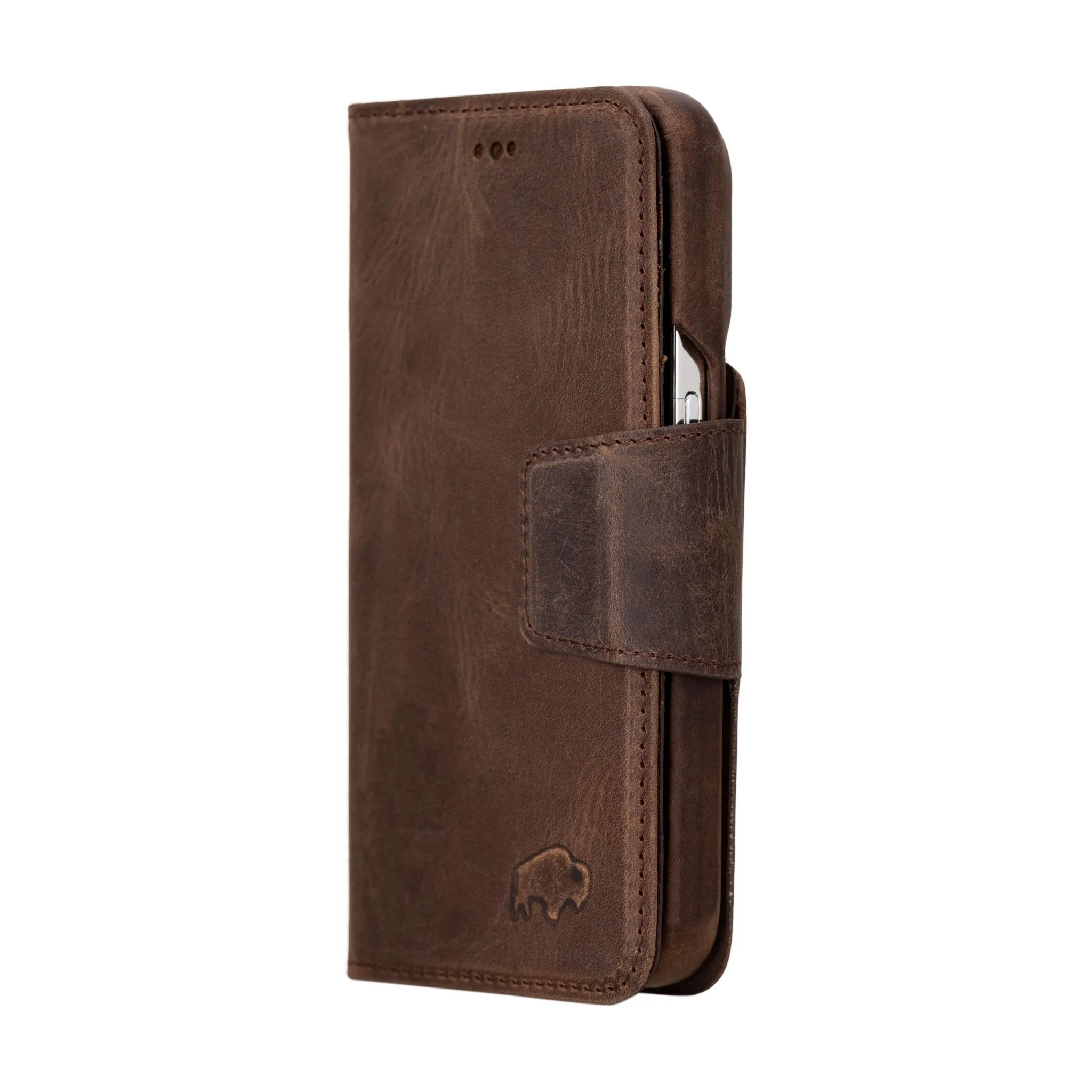 Burkley iPhone 16 Pro Wallet Case, Distressed Coffee