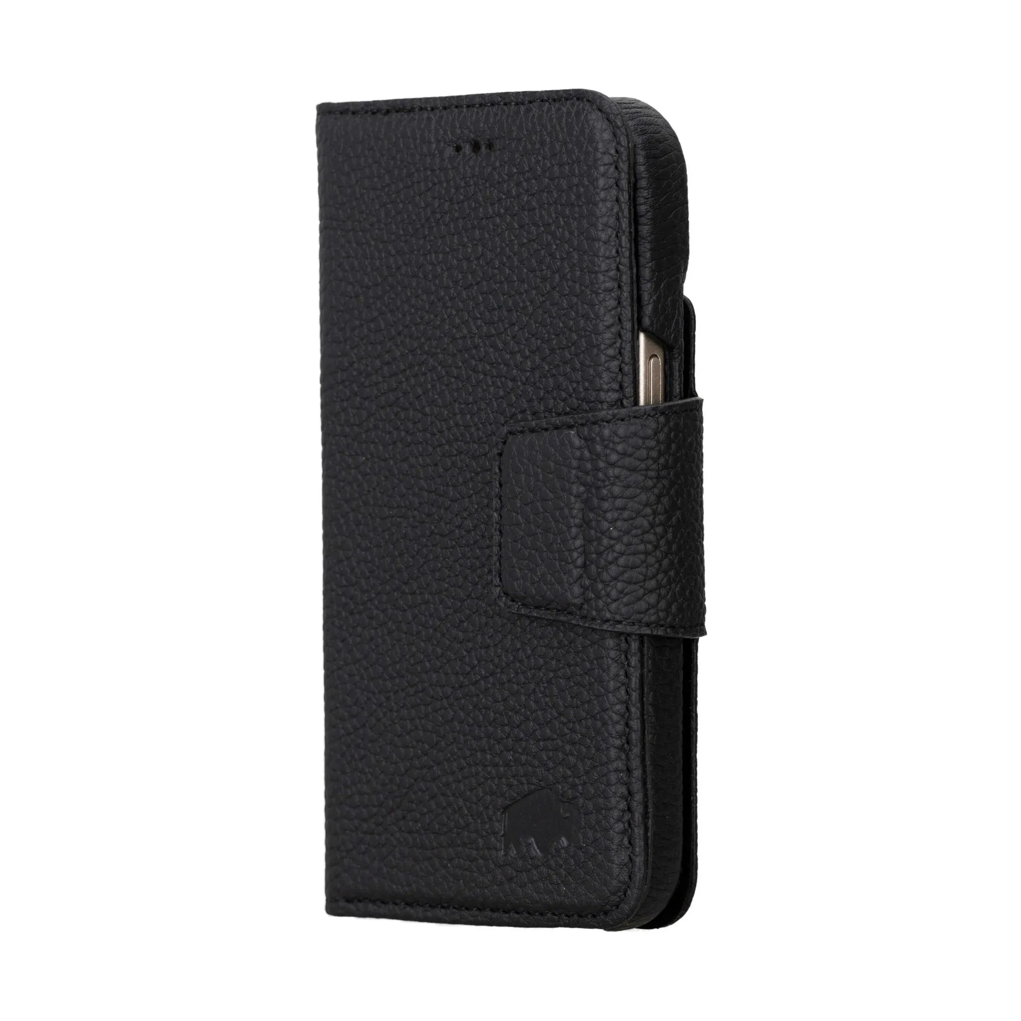 Burkley iPhone 16 Wallet Case, Pebble Black