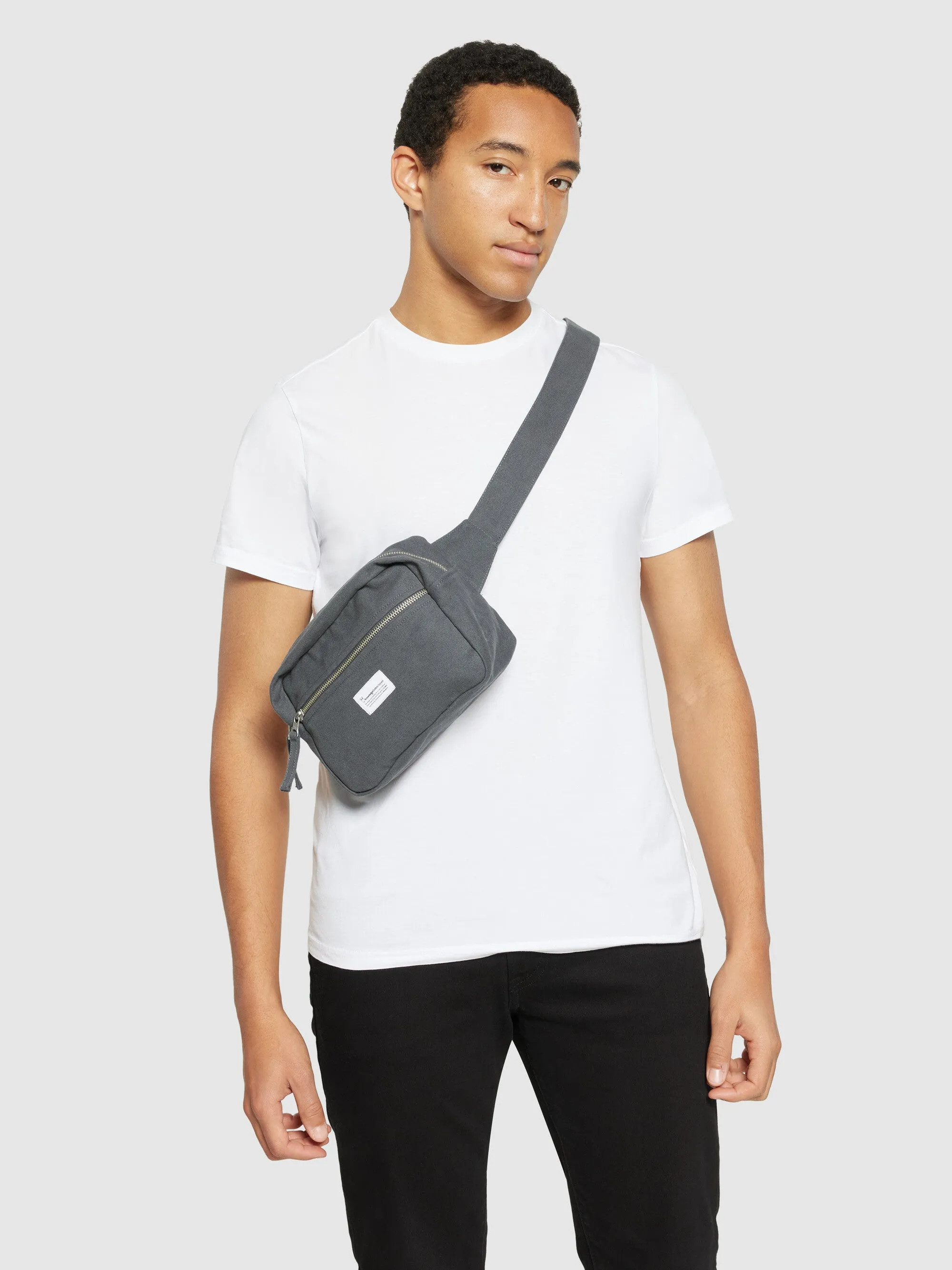 Canvas bumbag - GOTS/Vegan - Gray Pinstripe