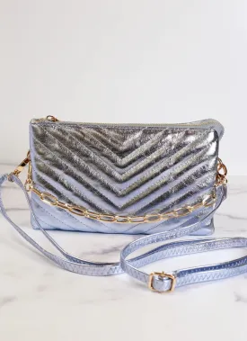 Caroline Hill Sherman Crossbody Handbag in Metallic Denim