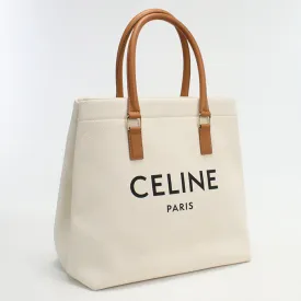 CELINE 192162BNZ.02NT Tote Bag Horizontal hippo canvas, leather white Women