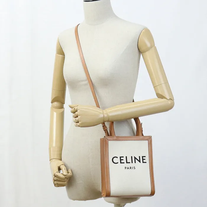 CELINE 19330 02BNZ Tote Bag Mini vertical hippopotamus canvas/leather Women